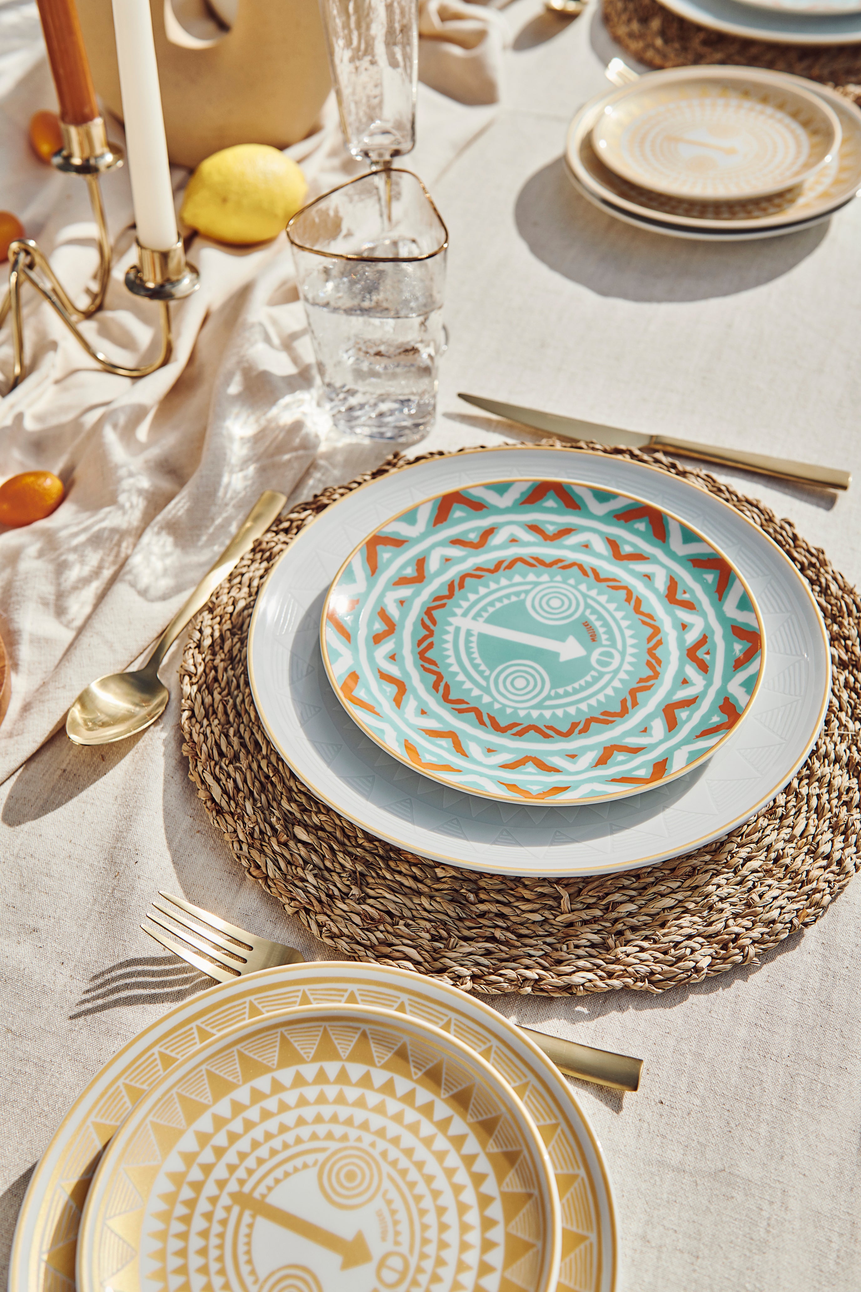 WELI Dessert Plate - Lagoon Blue & Orange