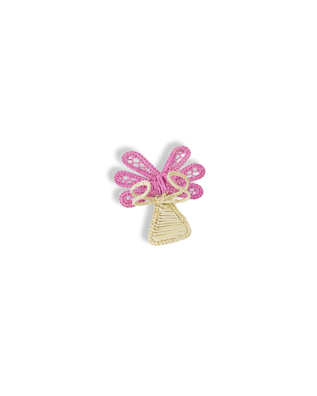 Natural woven napkin ring - Palma Design - Natural & Pink | SIRA