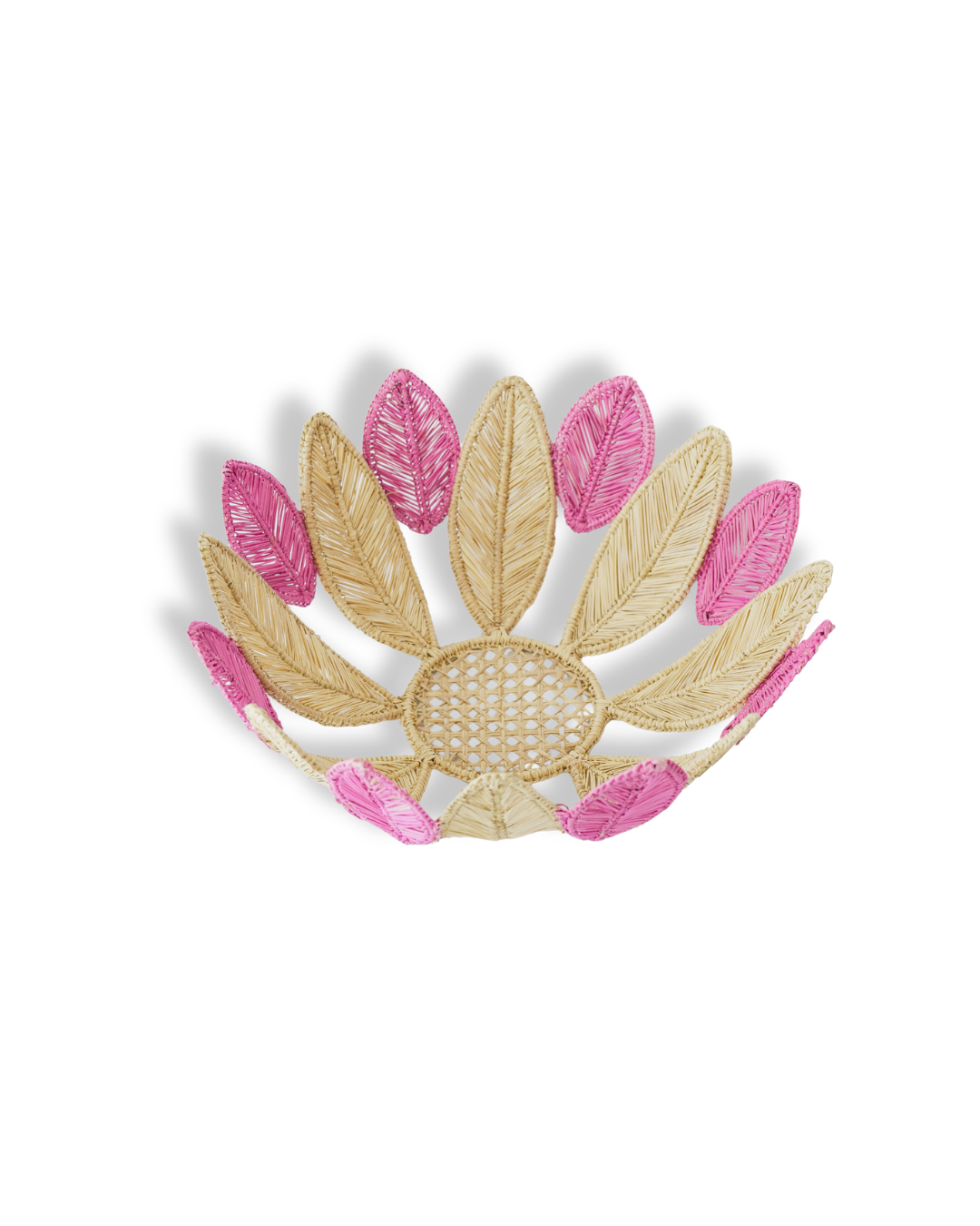 Natural woven basket - Palma Design - Natural & Pink| SIRA