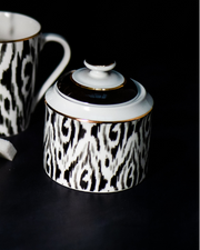 Fine Porcelain Sugar Pot - Black & White Graphic Pattern | ECHO