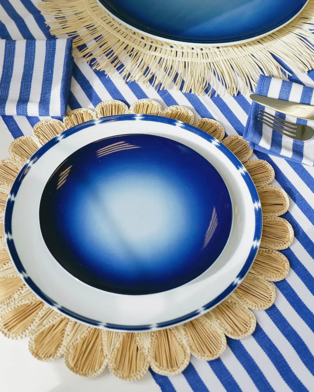 Assiette à Dessert en Porcelaine Fine - Décor Bleu Cobalt | ADIRE