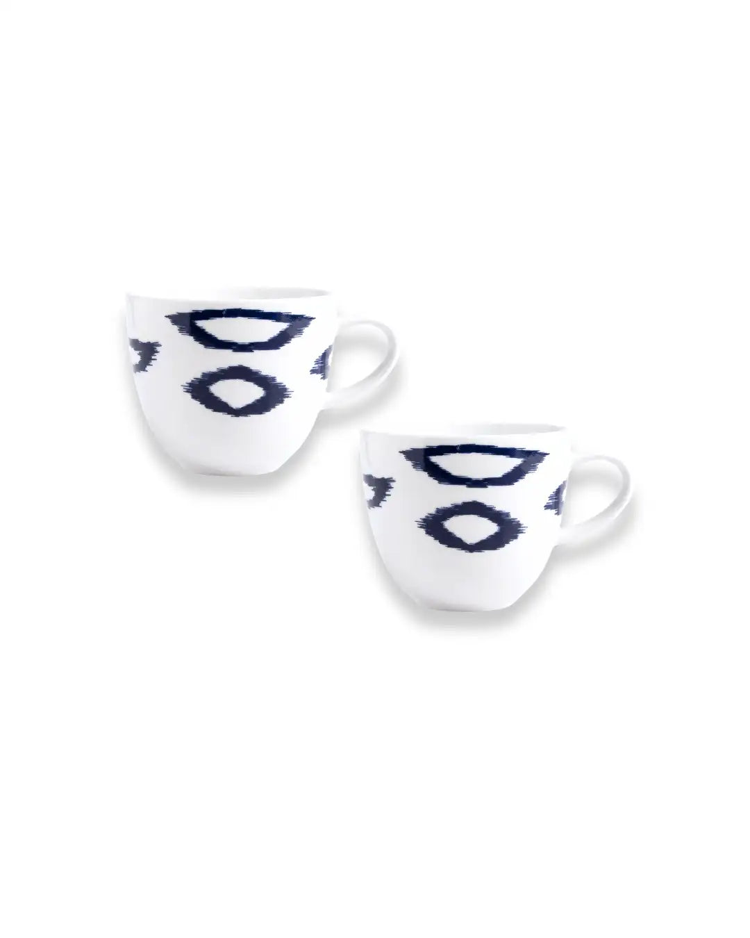 Mugs en Porcelaine Fine - Lot de 2 - Motif Blanc et Bleu | ADIRE
