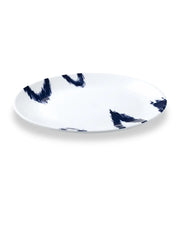 Fine Porcelain - Oval Platter - White & Blue Design | ADIRE