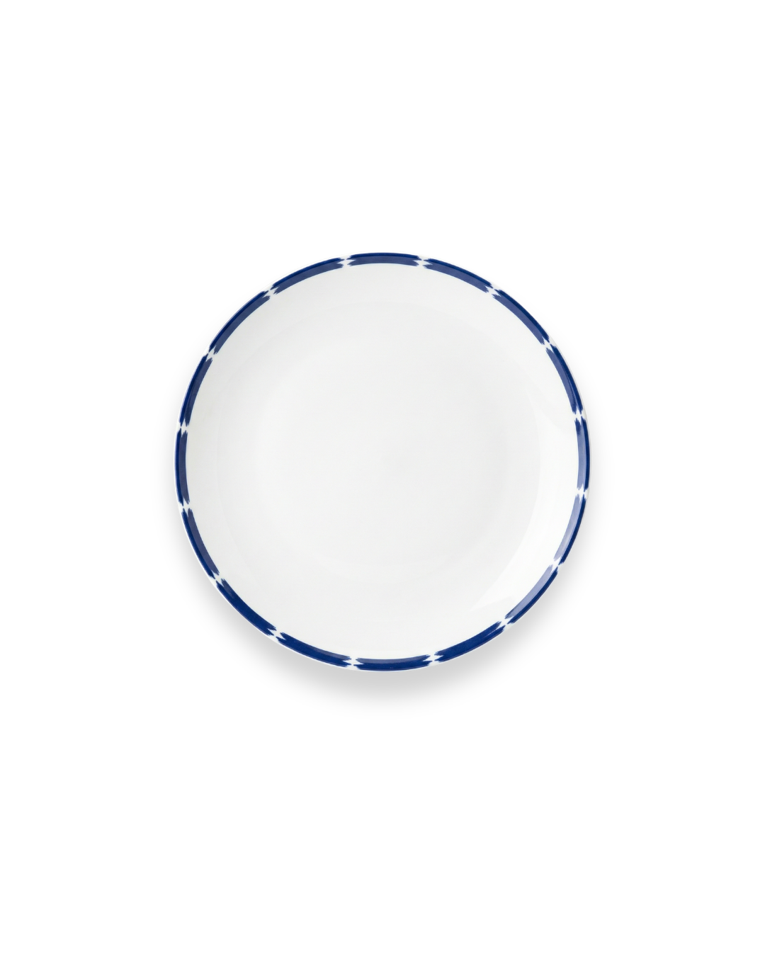 Assiette plate en porcelaine fine - Motif de bordure textile | ADIRE