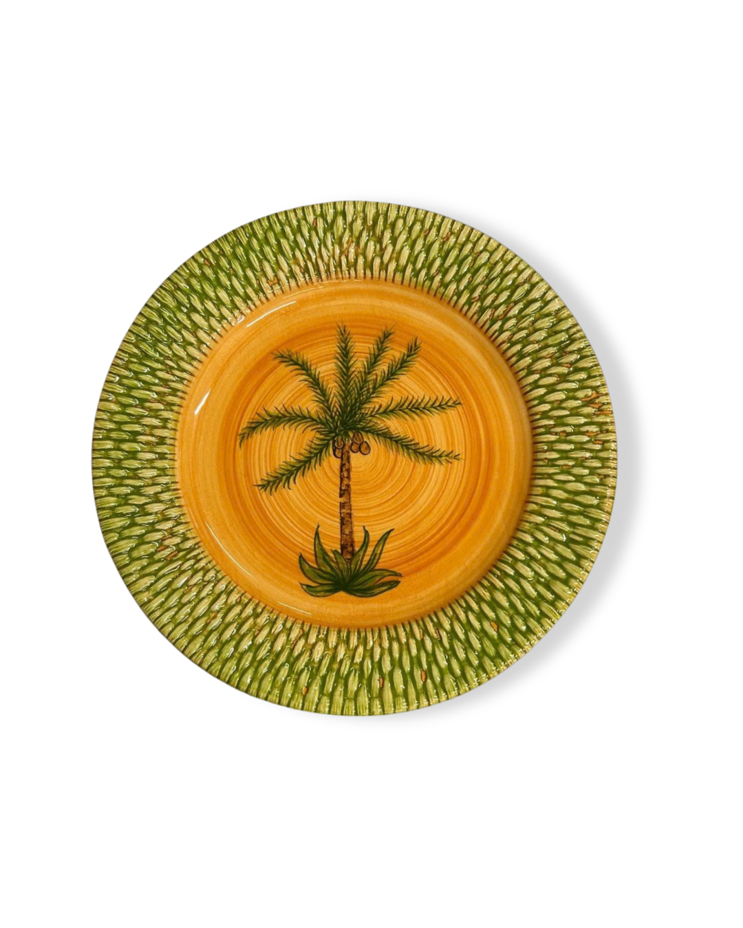 Assiette plate en faïence - Motif couleur mangue | BAHIA PALM