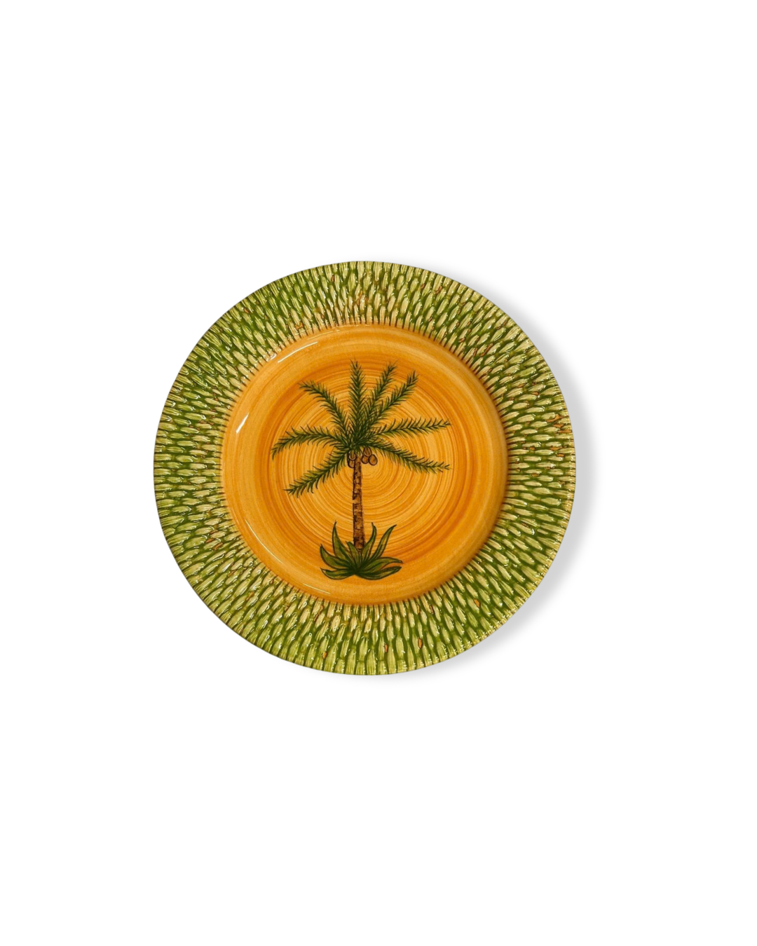 Assiette à dessert en faïence - Motif couleur mangue | BAHIA PALM