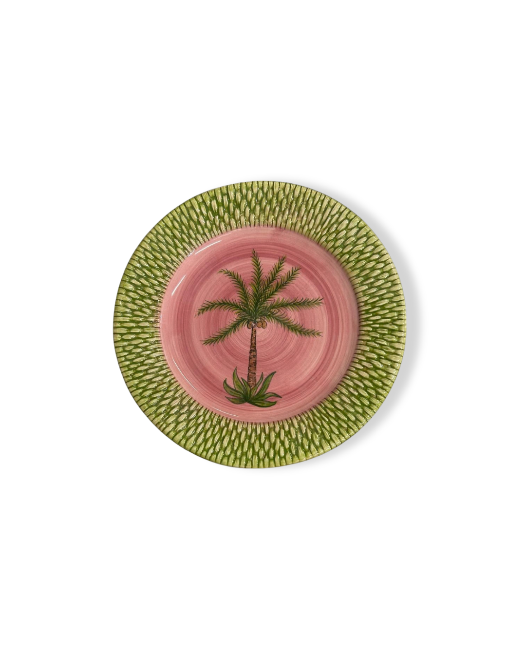Assiette à dessert en faïence - Motif couleur goyave | BAHIA PALM