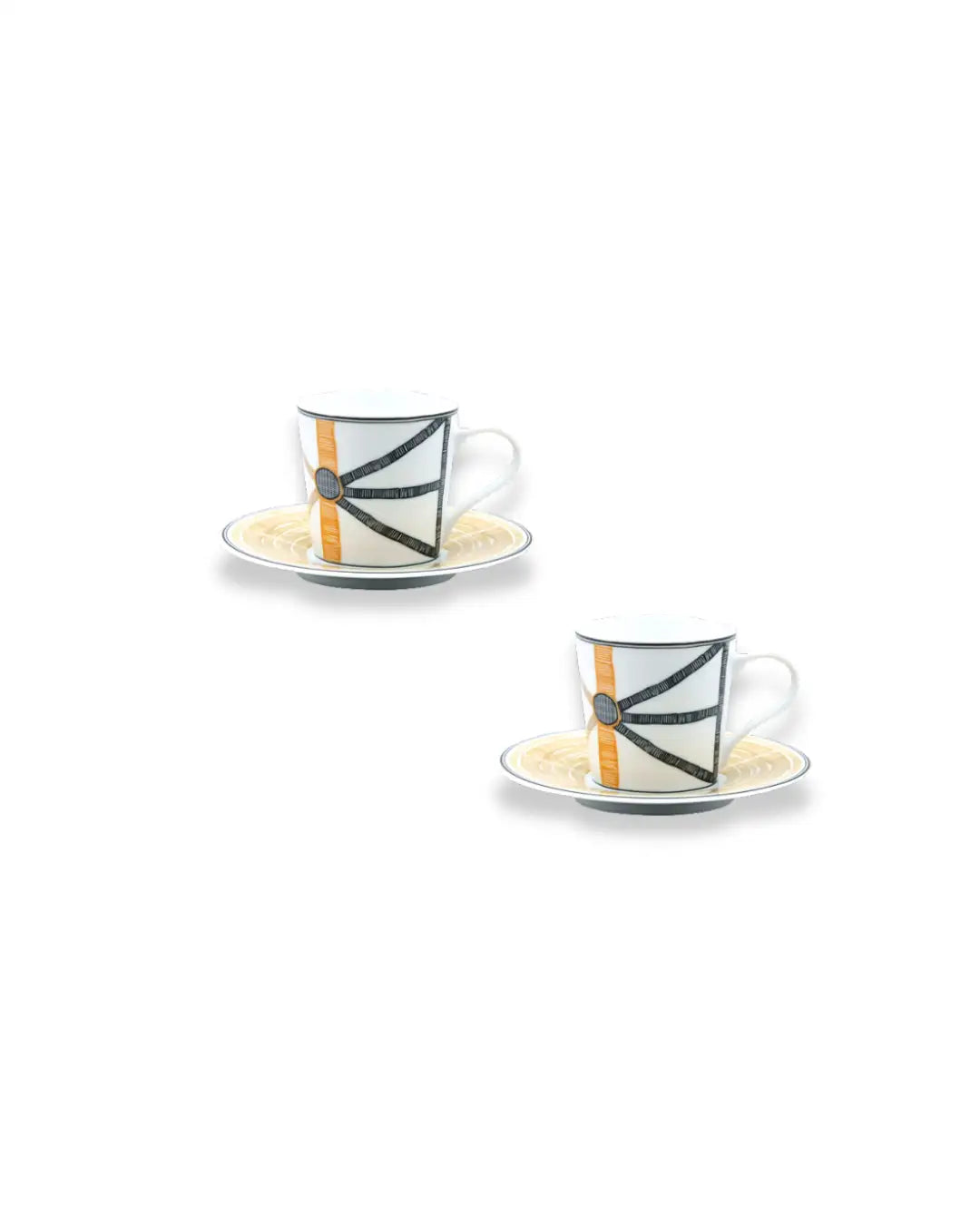 Tasses et soucoupes à café en porcelaine fine - Lot de 2 - Motif Bamboo Couture | BAMBOO