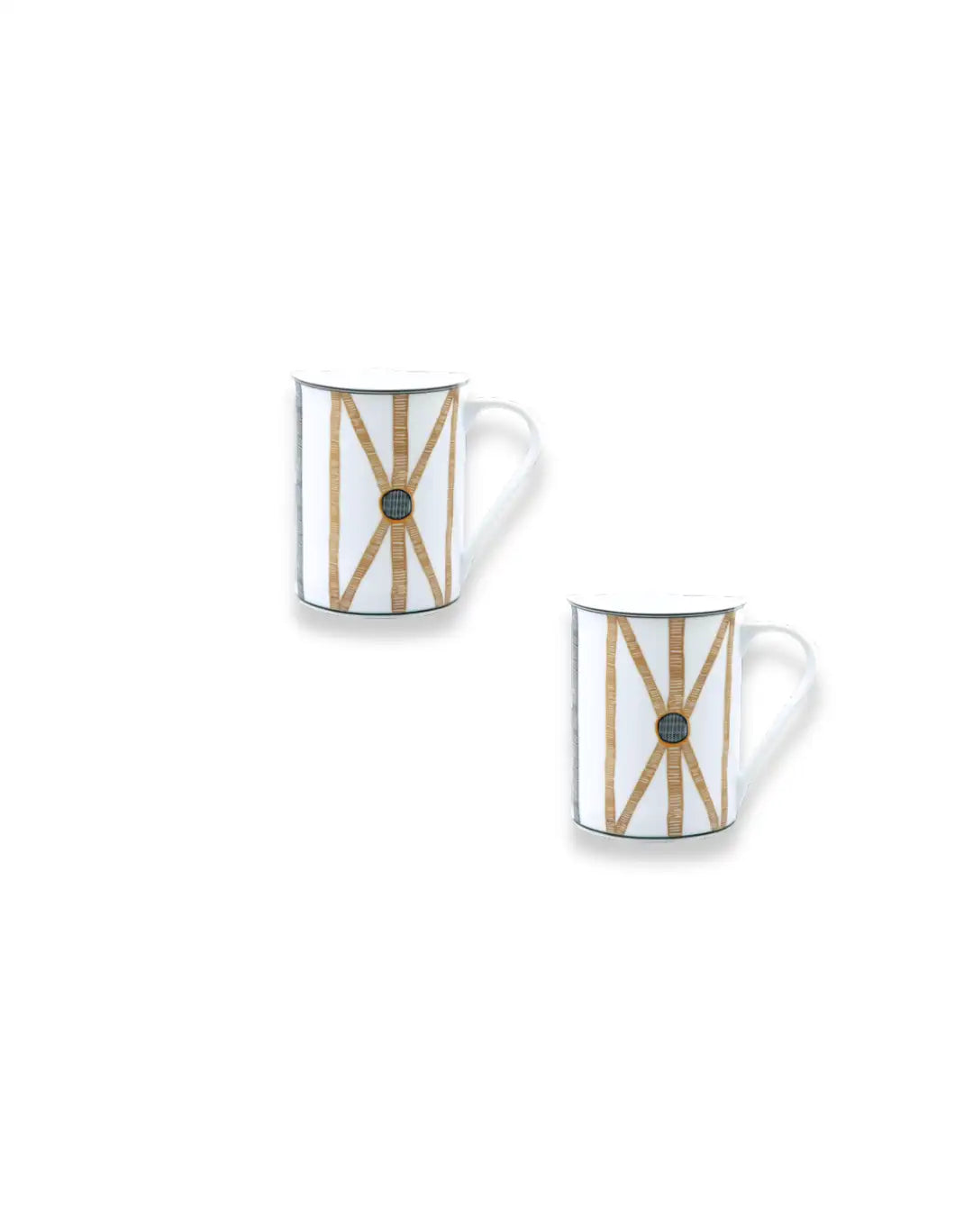Tasses en Porcelaine Fine – Lot de 2 – Motif Bambou Couture | BAMBOO