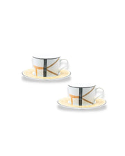 Tasses et soucoupes en porcelaine fine – Lot de 2 – Motif bambou | BAMBOO