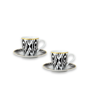 Fine Porcelain Coffee Set of 2 - Black & White Graphic Pattern | ECHO