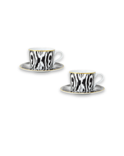 Fine Porcelain Tea Set of 2 - Black & White Graphic Pattern | ECHO