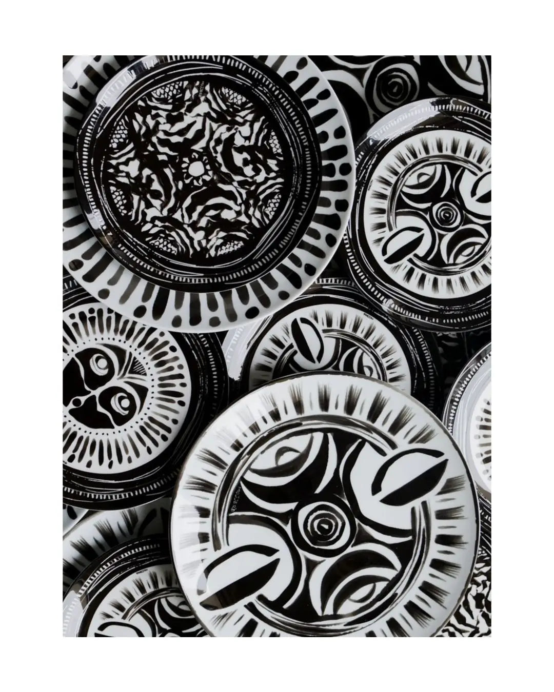 Service de 2 tasses en porcelaine fine - Design noir et blanc | The Vibration