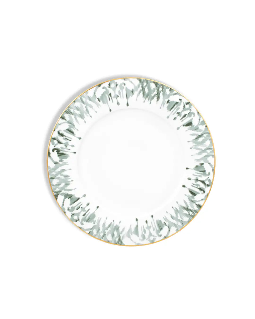 Assiette plate en porcelaine fine - Design blanc et vert sauge | MARA