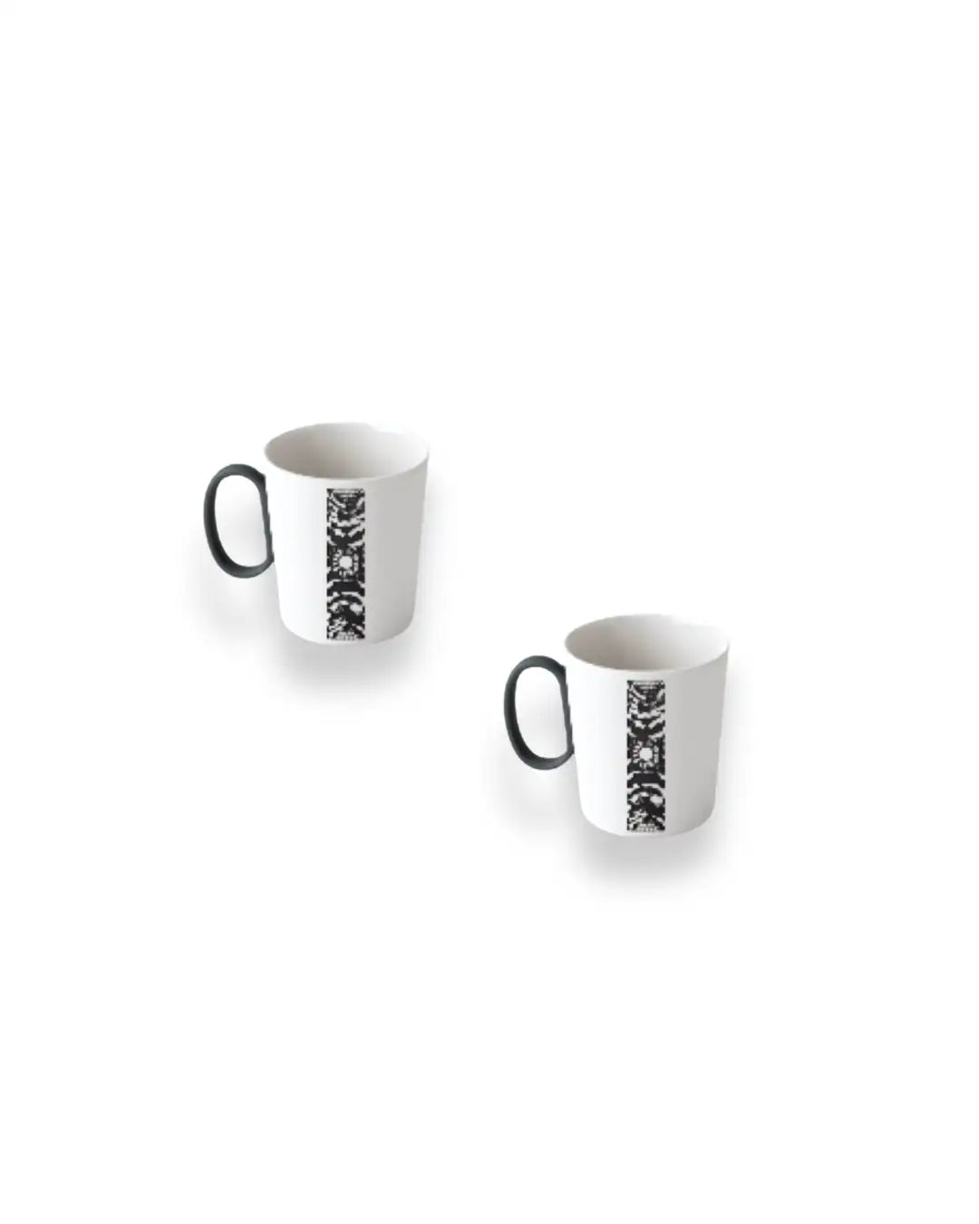 Service de 2 tasses en porcelaine fine - Design noir et blanc | The Vibration