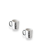 Fine Porcelain Set of 2 Mugs - Black & White Design | The Vibration