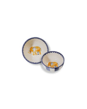 Faience Small Bowl - Animal Design Indigo Blue | Royal Animals - Elephant