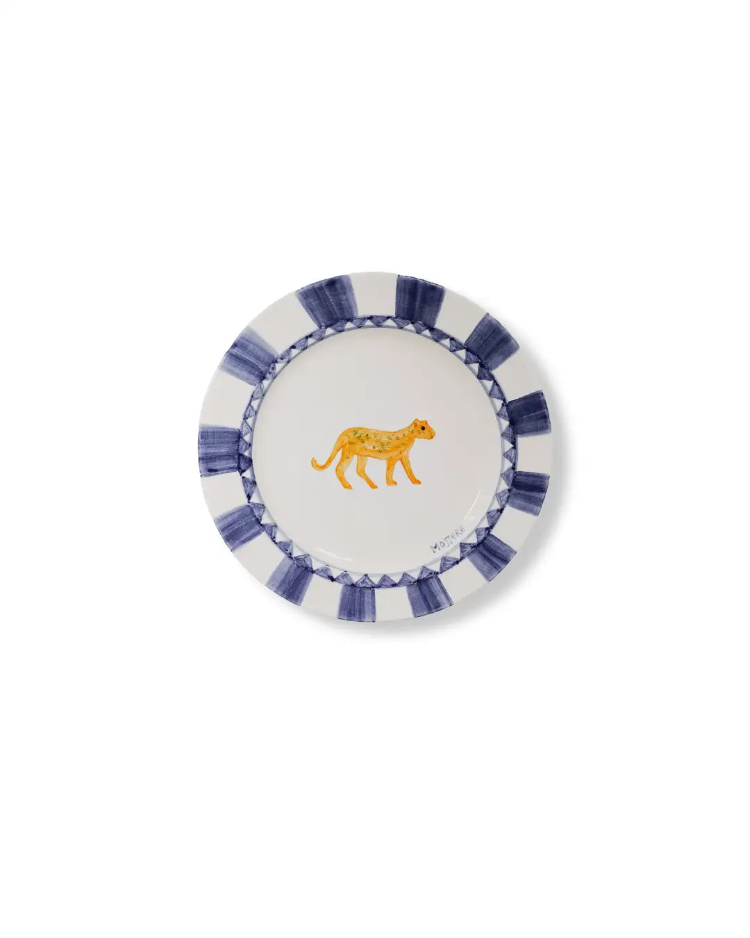 Assiette à Dessert en Faïence - Design Animal Bleu Indigo | Royal Animals - Girafe