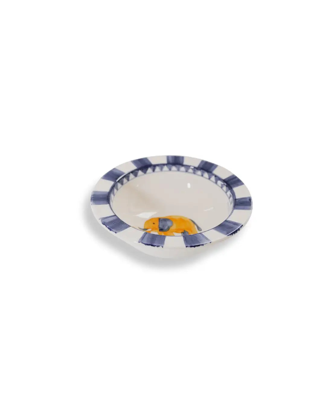 Faience Soup Bowl - Animal Design Indigo Blue | Royal Animals - Elephant