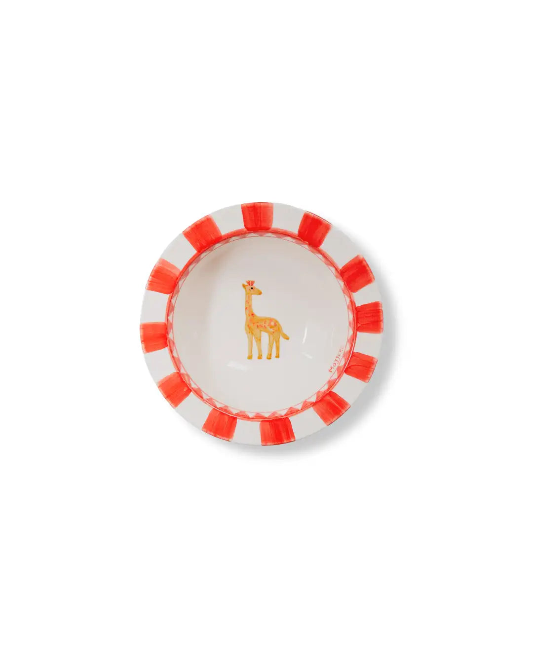 Faience Soup Bowl - Animal Design Flame Red | Royal Animals - Giraffe