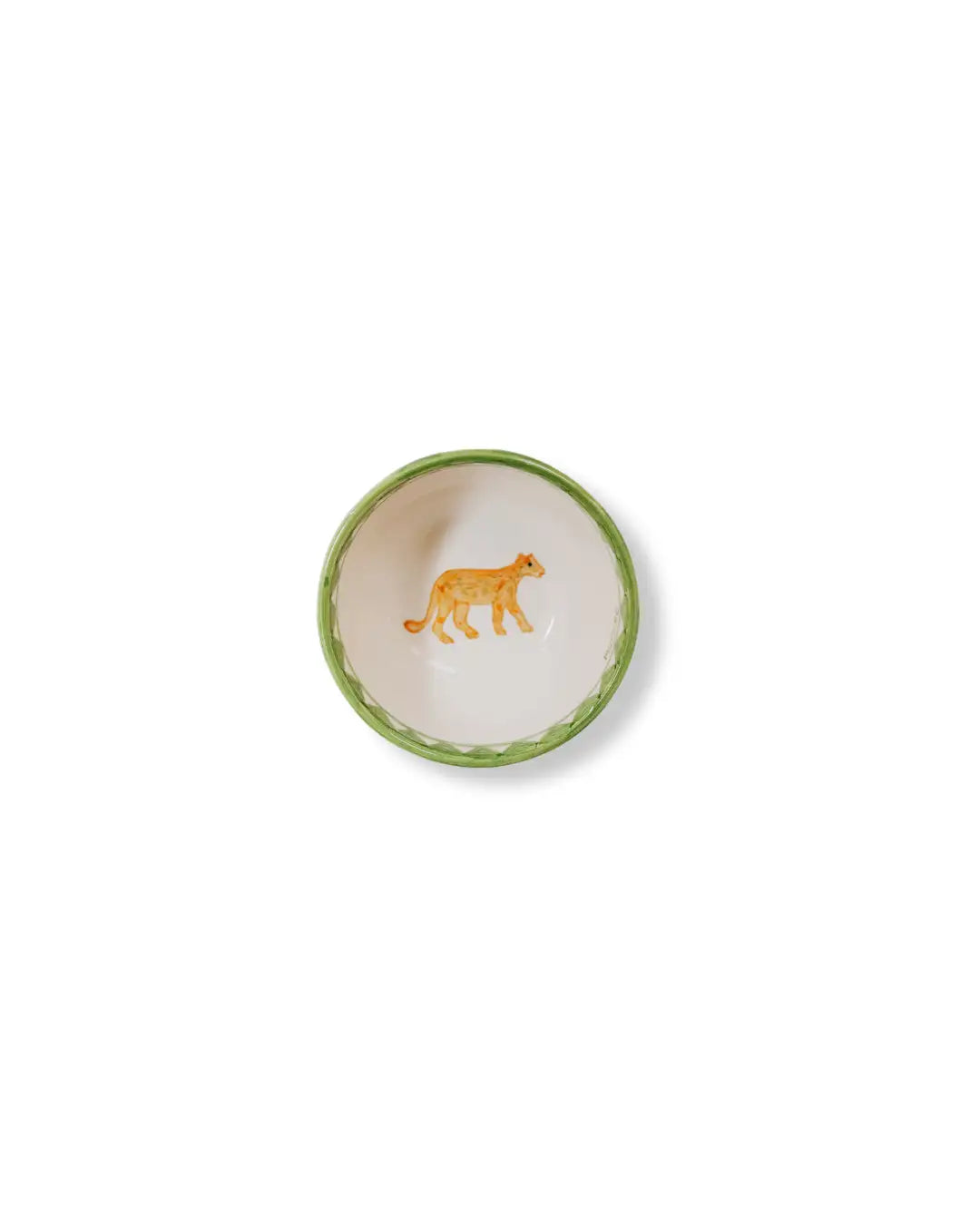 Faience Small Bowl - Animal Design Jungle Green | Royal Animals - Leopard