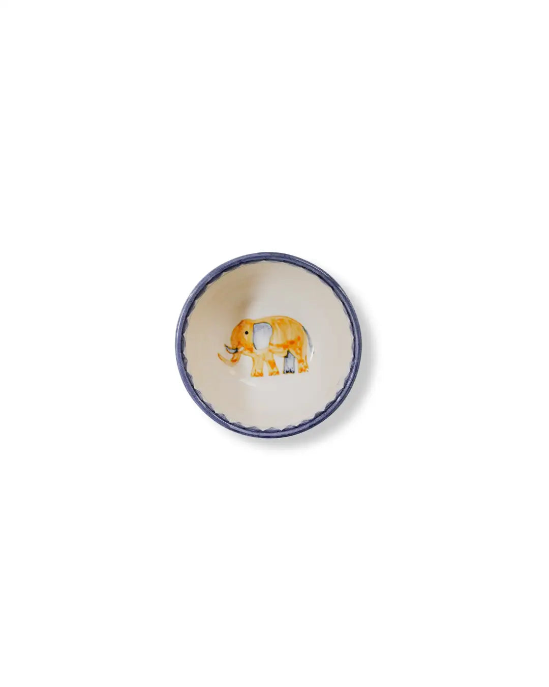 Faience Small Bowl - Animal Design Indigo Blue | Royal Animals - Elephant