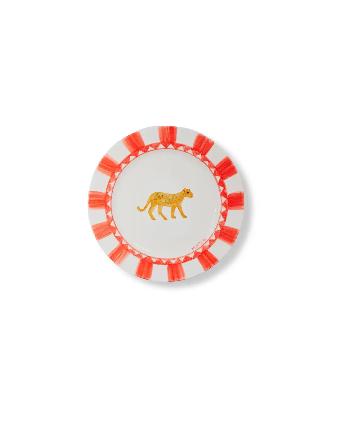 Assiette à Dessert en Faïence - Design Animal Rouge Flamme | Royal Animals - Oiseau