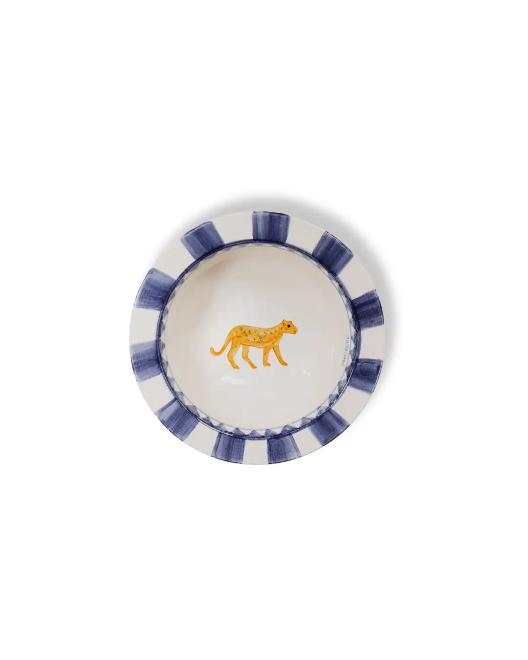 Bol à soupe en faïence - Motif animalier bleu indigo | Animaux royaux - Éléphant