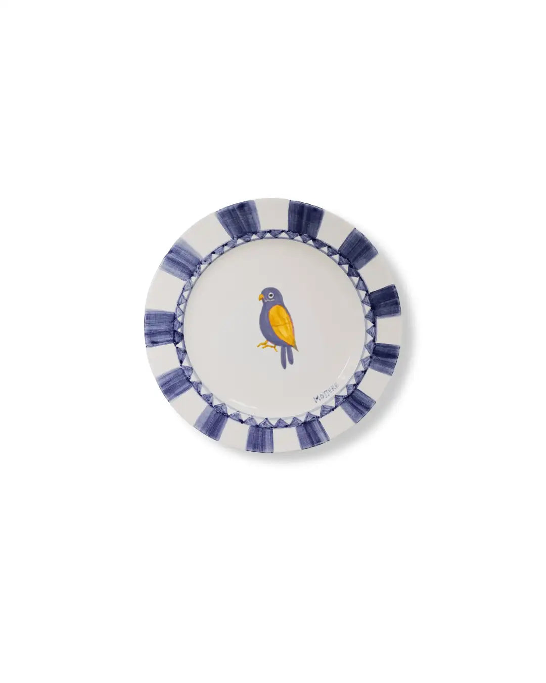 Assiette à Dessert en Faïence - Design Animal Bleu Indigo | Royal Animals - Éléphant