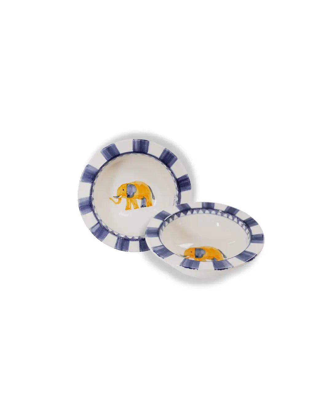 Faience Soup Bowl - Animal Design Indigo Blue | Royal Animals - Elephant