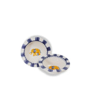 Bol à soupe en faïence - Motif animalier bleu indigo | Animaux royaux - Éléphant