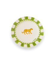 Faience Dessert Plate - Animal Design Jungle Green | Royal Animals - Feline