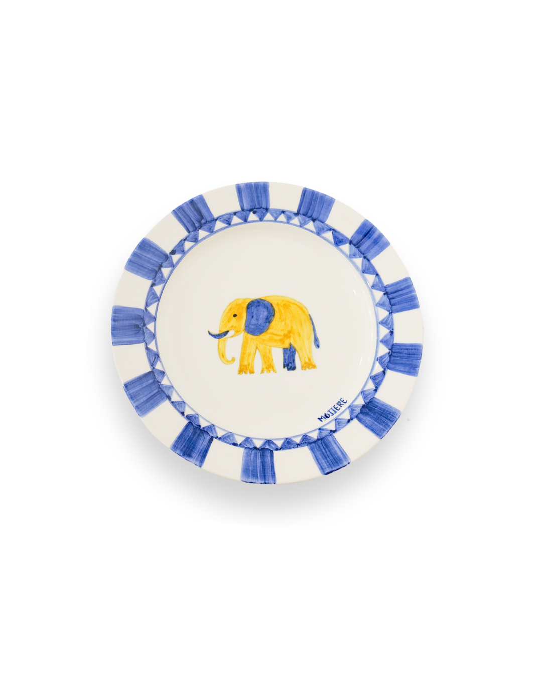 Assiette à Dessert en Faïence - Design Animal Bleu Indigo | Royal Animals - Éléphant