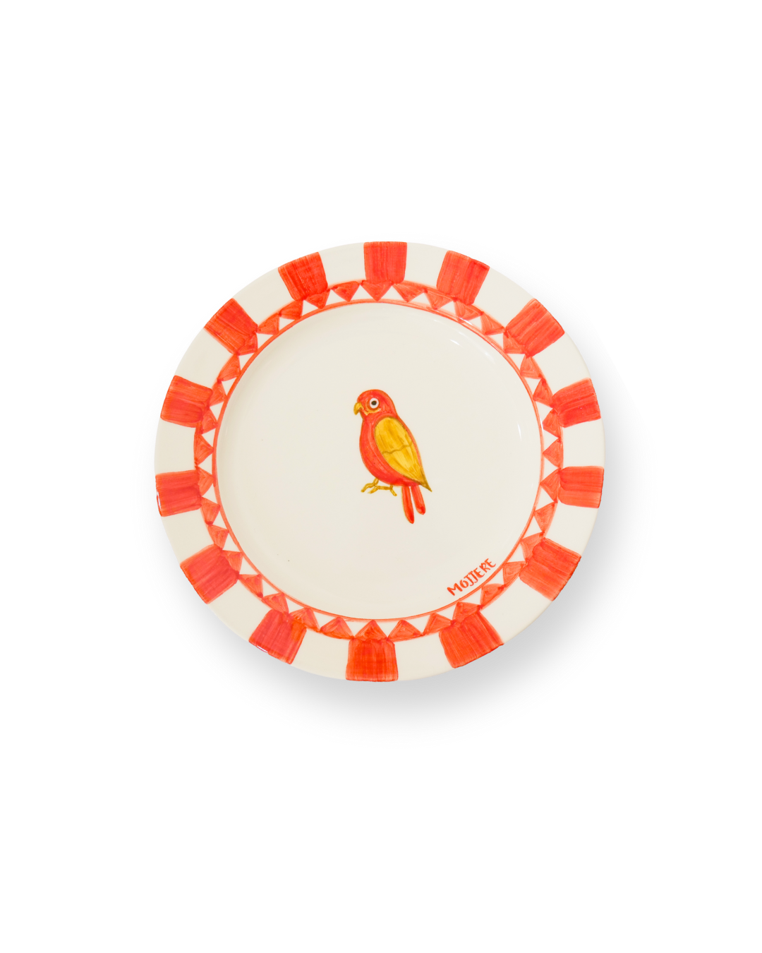 Assiette à Dessert en Faïence - Design Animal Rouge Flamme | Royal Animals - Oiseau