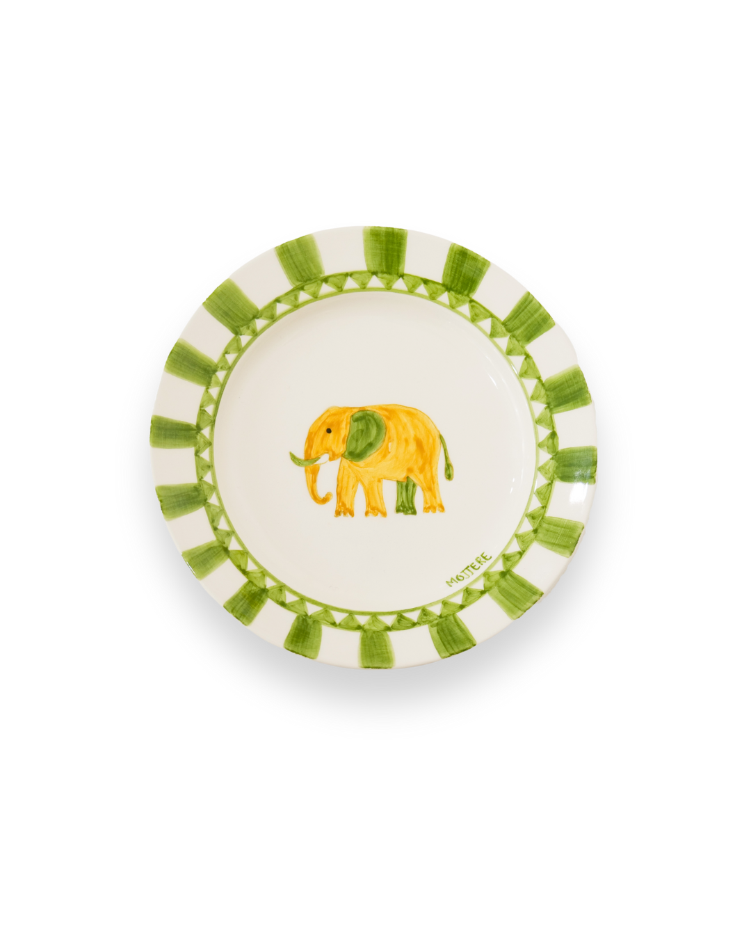 Assiette à Dessert en Faïence - Design Animal Vert Jungle | Royal Animals - Éléphant