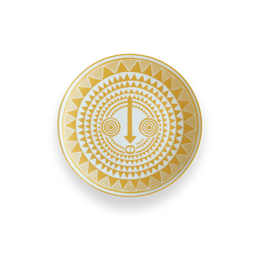Assiette à Dessert en Porcelaine Fine - Design Or & Blanc | WELI