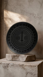 Decorative Porcelain Plate - Matte Black Biscuit & Gold Design | WURO
