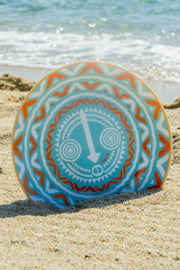 Fine Porcelain Dessert Plate - Lagoon Blue & Orange Design | WELI